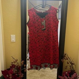 Black and  red Churidhar with black pants